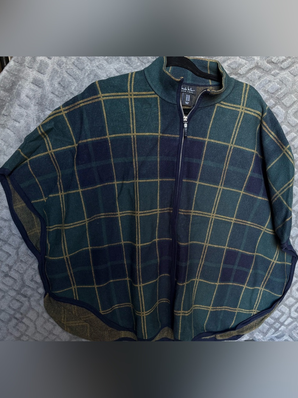 Nicole miller Green Plaid Half-Zip Sweater